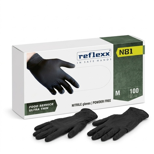 [26425] Einweg-Nitrilhandschuhe Schwarz Grösse M 100 Stk — Reflexx