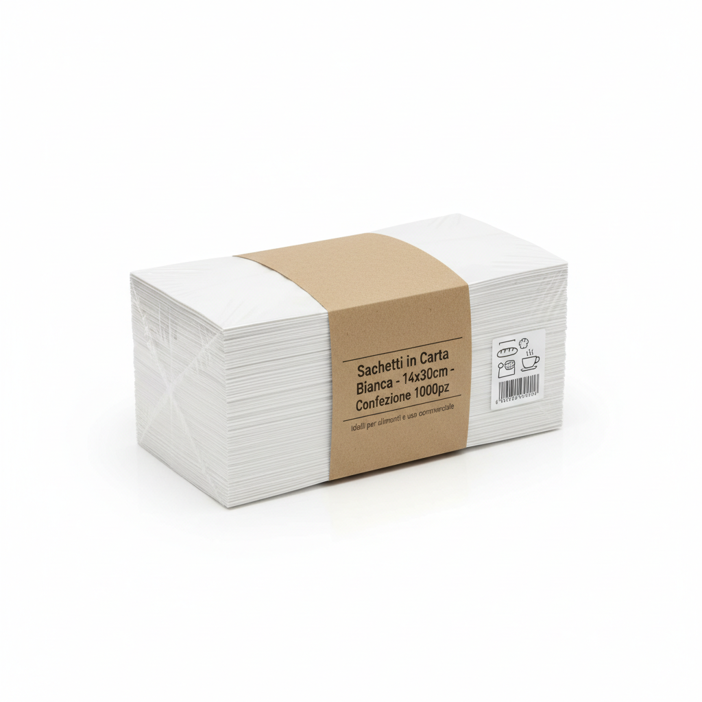 Sacchetti in Carta Bianca 14x30cm - Confezione 1000pz