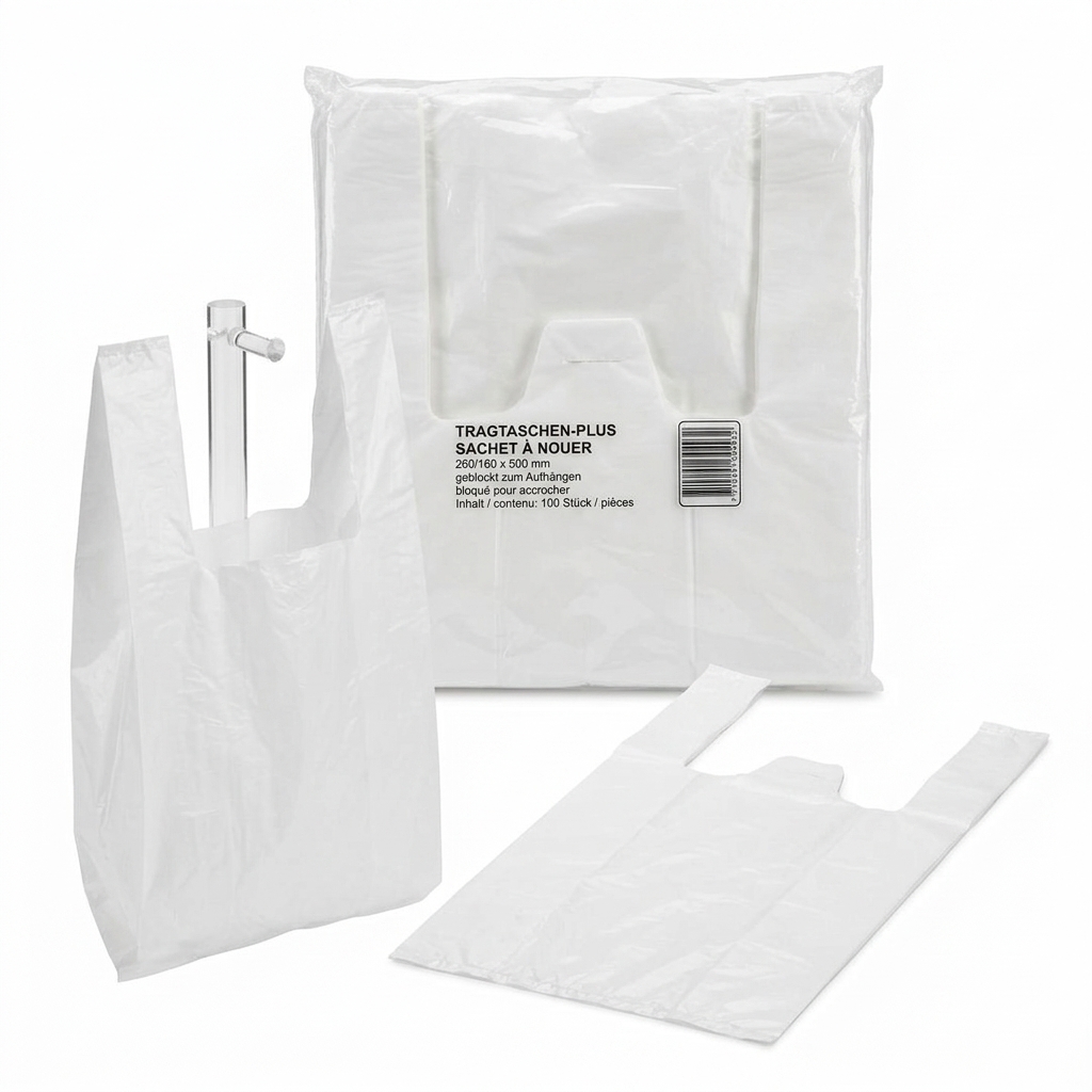 Sacchetto Shopper Plastica 260/160x500 mm — Conf. 100 Pz