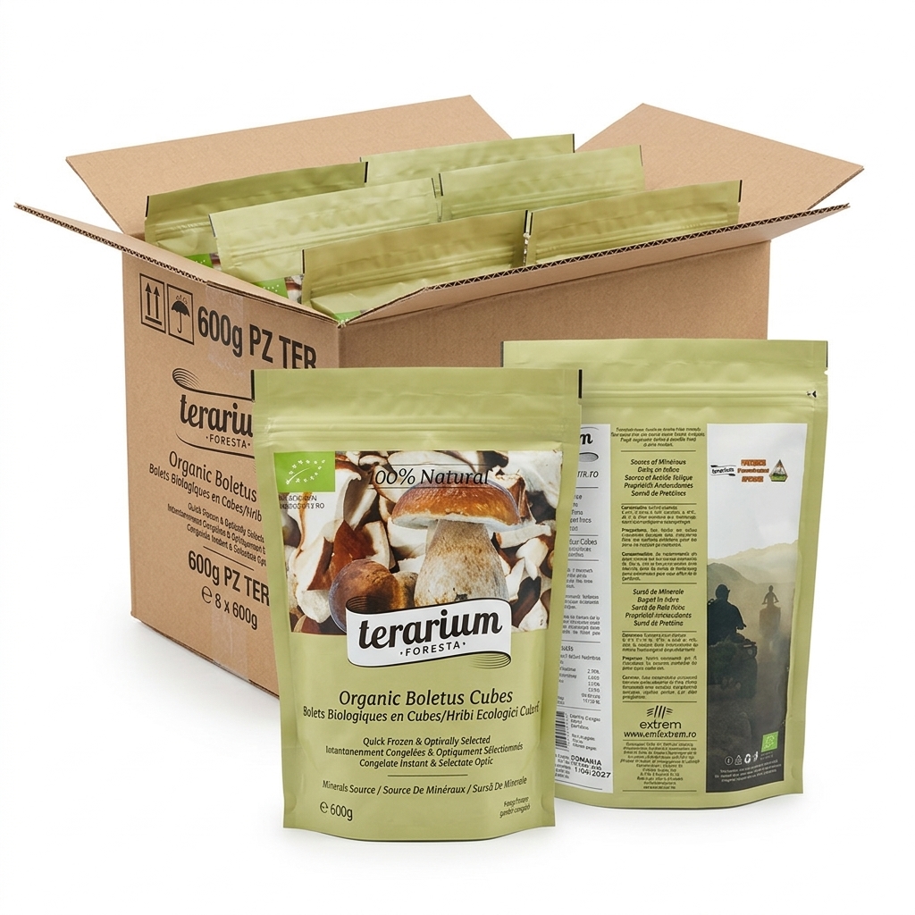Funghi Porcini a Cubetti BIO Surgelati Selezionati Otticamente Linea Foresta 600 g — Terarium