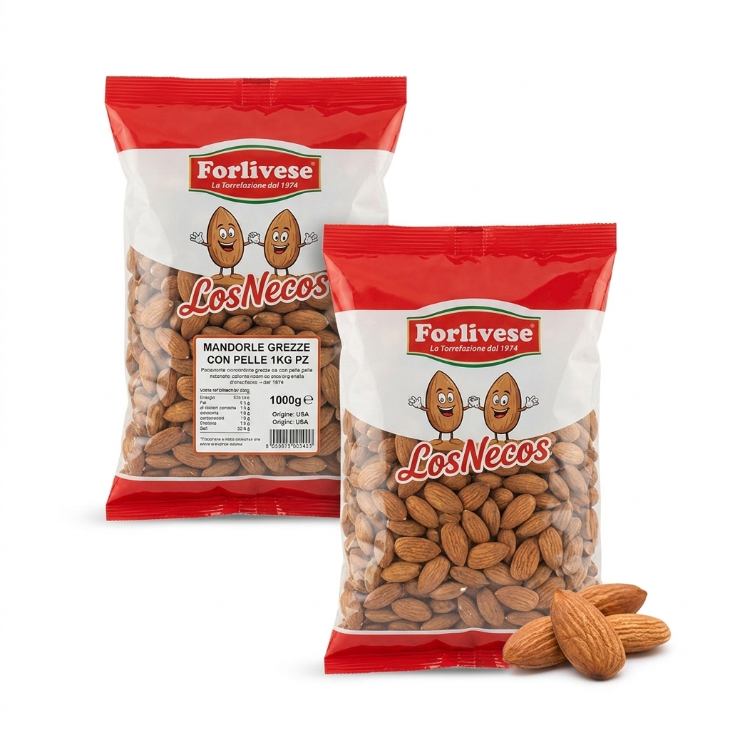 Rohe Mandeln mit Haut, geschält 1 kg