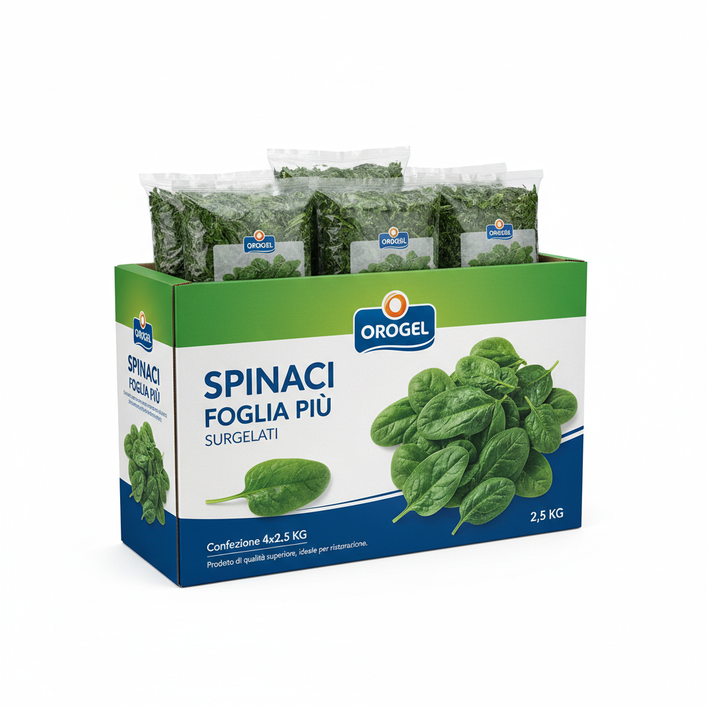 Spinaci Foglia Più Surgelati Orogel - Confezione 4x2.5 KG