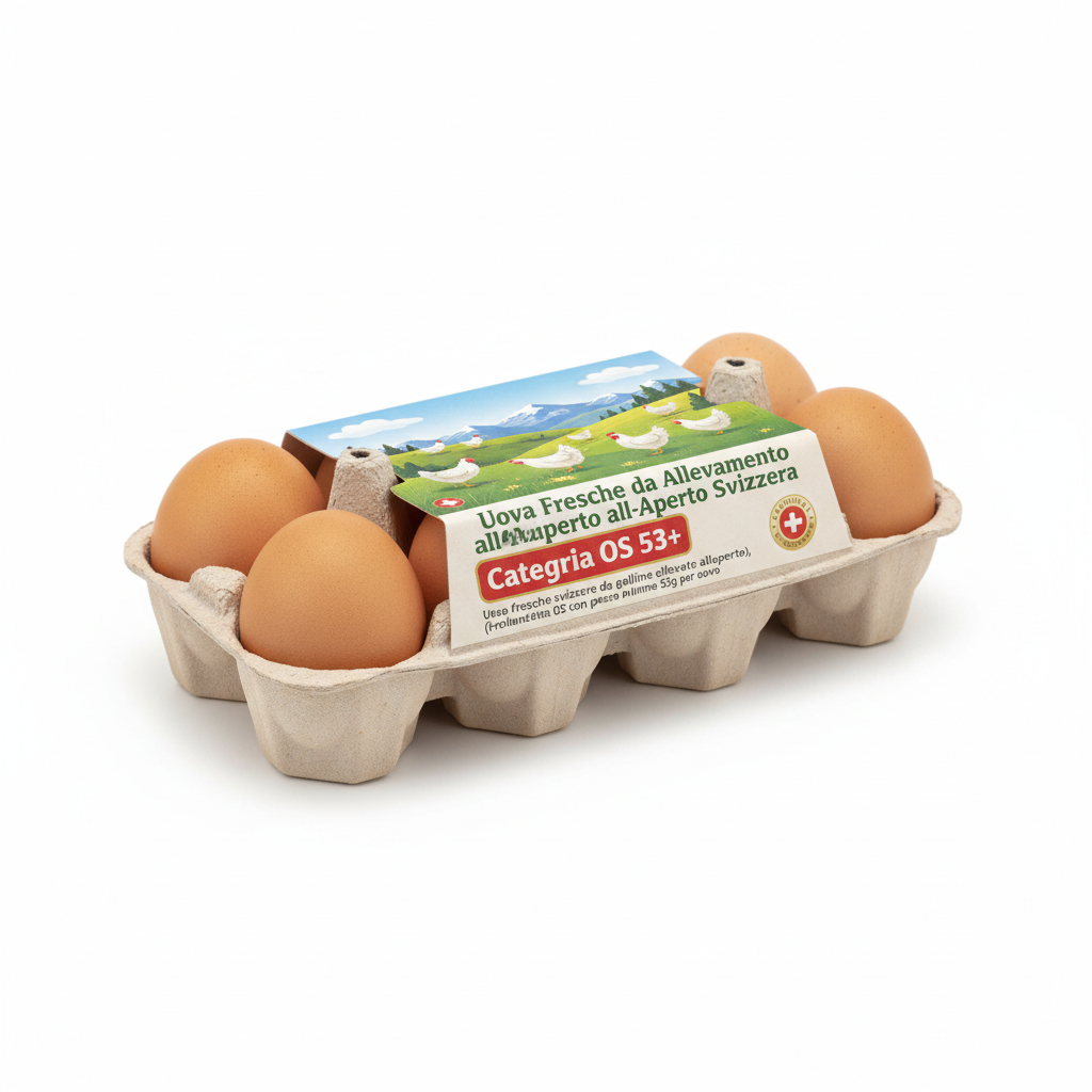 Uova Fresche da Allevamento all'Aperto Svizzera - Categoria OS 53+
