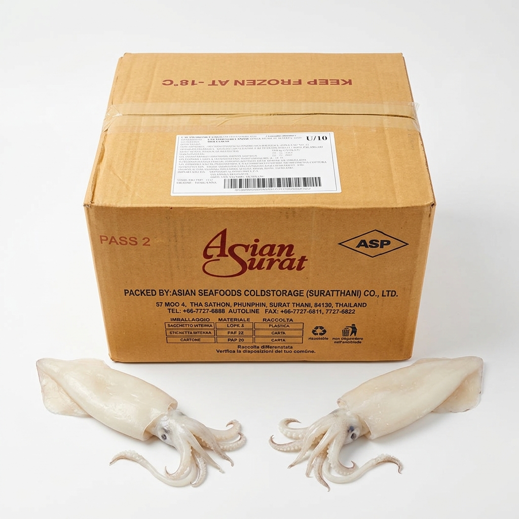 CALAMARO INDOPACIFICO PULITO INTERO U/10 6 PZ X 1.8KG (N.W.) - 10.8 KG CRT POL