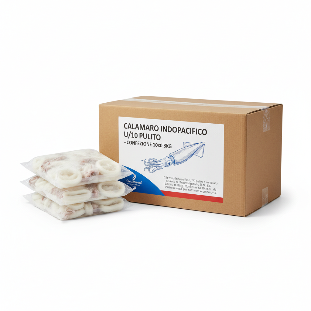 Indo-Pacific Squid U/10 Cleaned - Pack 10x0.8kg