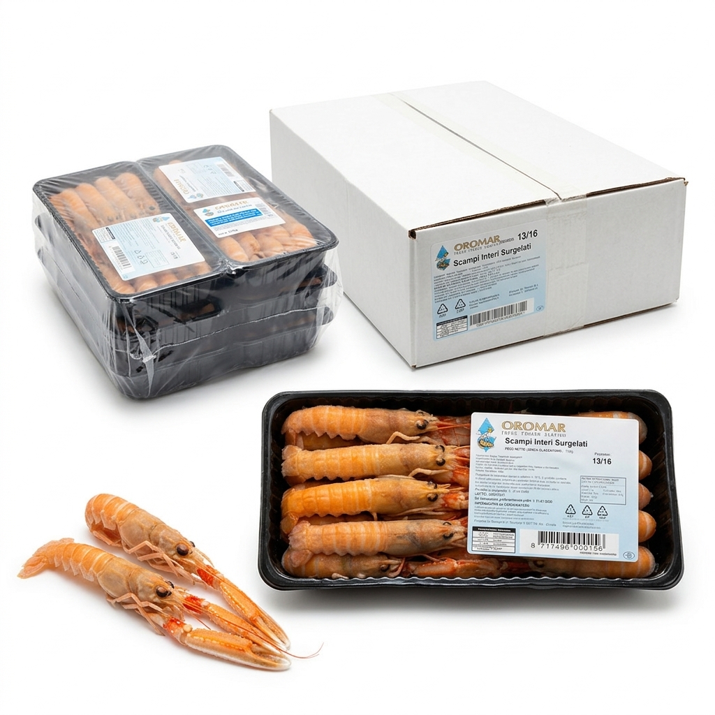 [06106844] Whole Frozen Langoustines 13/16 Pcs/Kg Oro Quality 6x750 g
