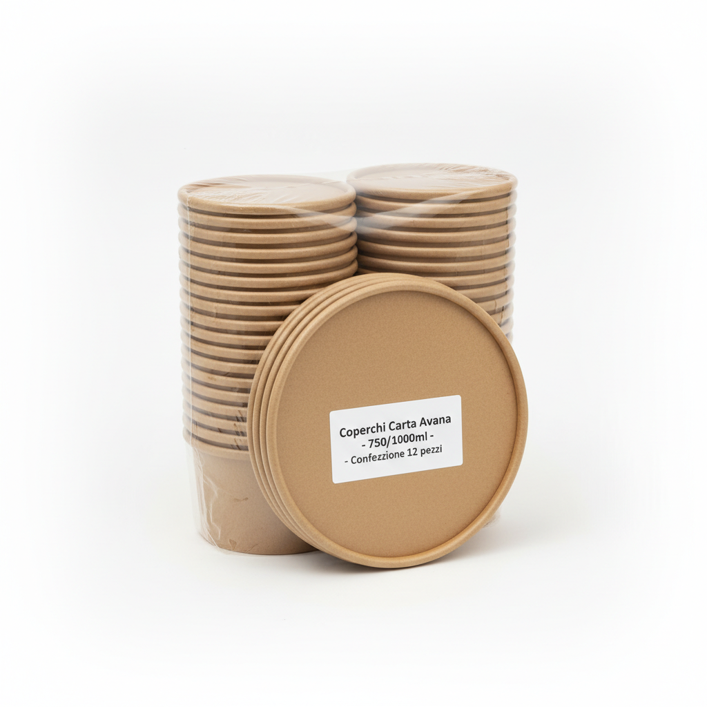 Couvercles Papier Kraft pour Récipients 750/1000ml - Lot de 12 pièces