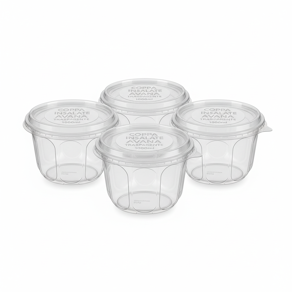 Bol à Salade Kraft Transparent 1000ml - Lot de 6 Pièces