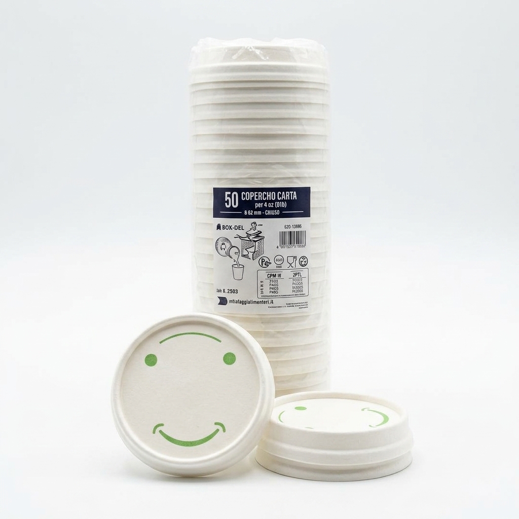 Papierdeckel Geschlossen fuer Becher 4oz O62 mm (Packung 50 Stk)