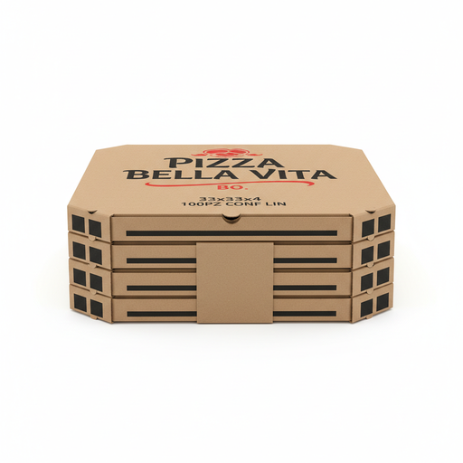 Boîtes à Pizza Personnalisées Bella Vita Bo. 33x33x4 cm 100 pcs Conf LIN