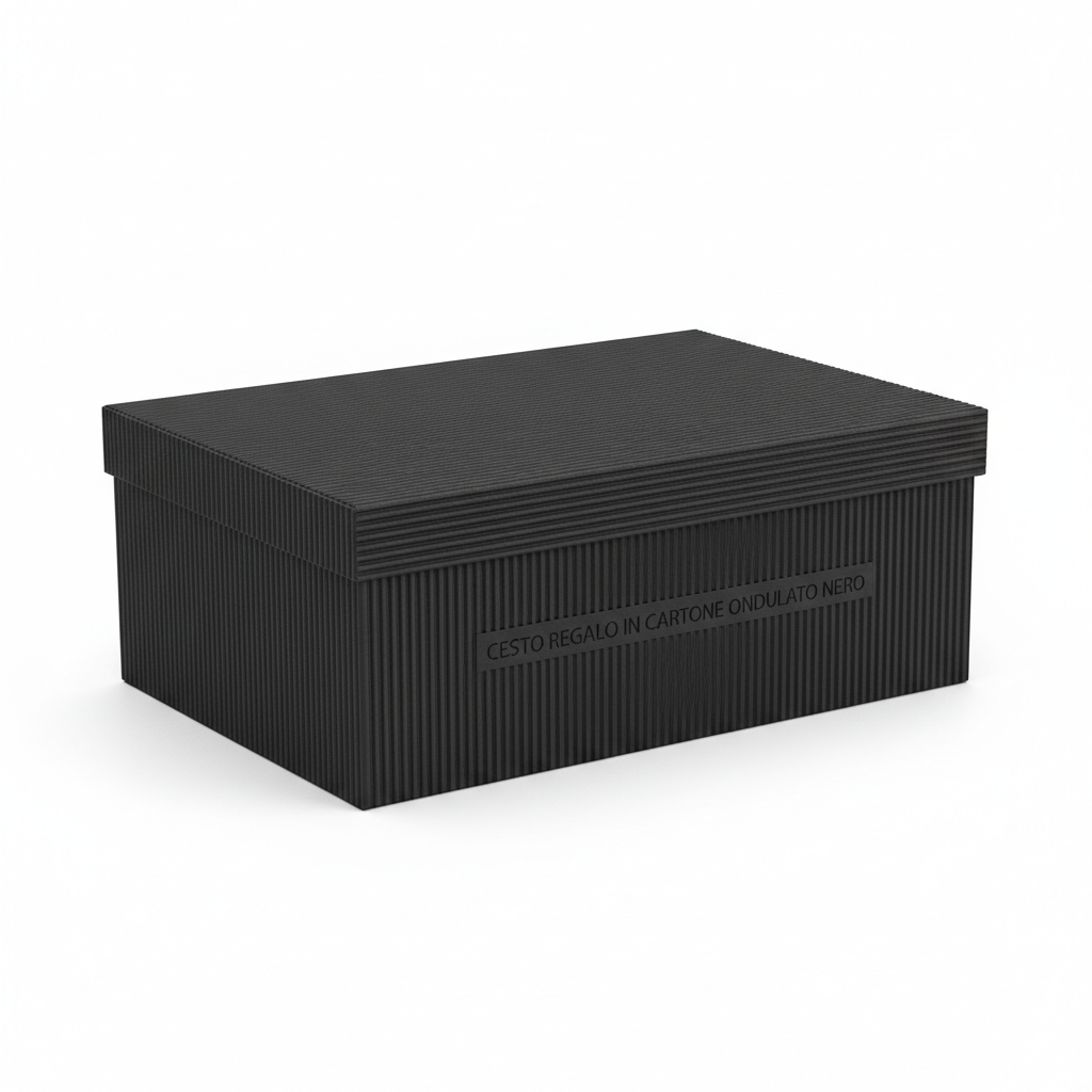 [95717B] Cesto Regalo in Cartone Ondulato Nero 400x260x110mm