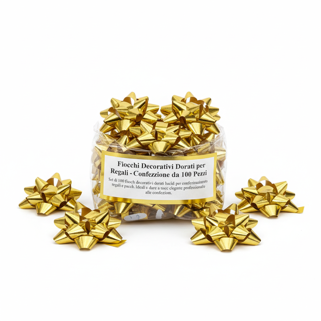Nœuds Décoratifs Dorés pour Cadeaux - Lot de 100 Pièces