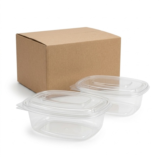 [PAK] Kompostierbare PLA-Schale mit Deckel 500 ml - Packung 50 Stk.
