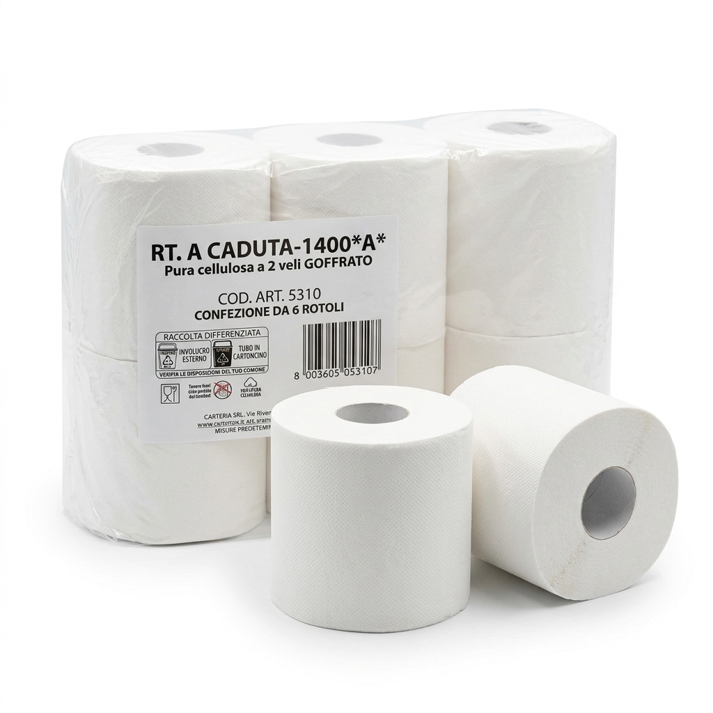 PAPIERHANDTUCHROLLE ABROLLSYSTEM SPIRALE 1400 A 2-LAGIG 6ST PKG CART