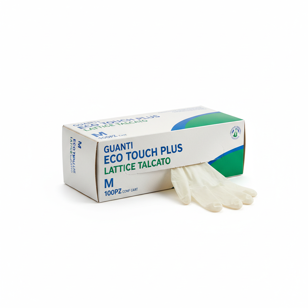 Guanti Eco Touch Plus Lattice Talcato M 100pz pkg Cart