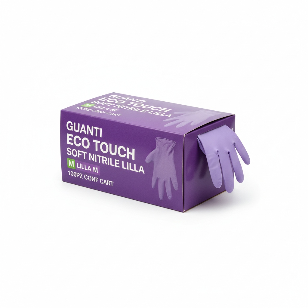 GUANTI ECO TOUCH SOFT NITRILE LILLA M 100PZ CONF CART