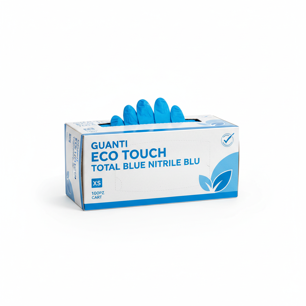 Guanti Eco Touch Total Blue Nitrile Blu XS 100pz pack CART