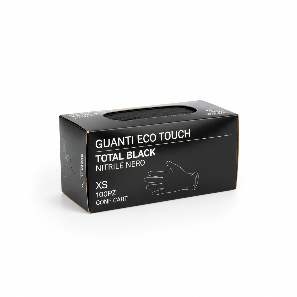 Guanti Eco Touch Total Black Nitrile Nero Xs 100pz pkg Cart