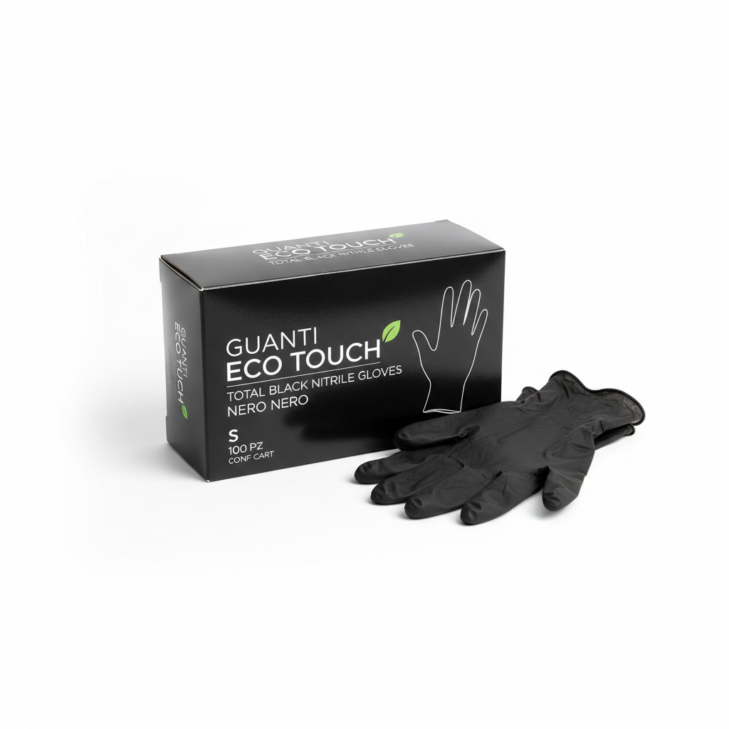 Guanti Eco Touch Total Black Nitrile Nero S 100pz pkg Cart