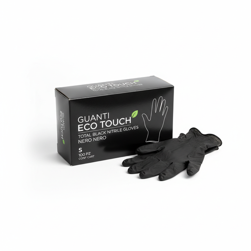 Schwarze Eco Touch Total Black Nitrilhandschuhe, Grösse S, 100 Stk. CART