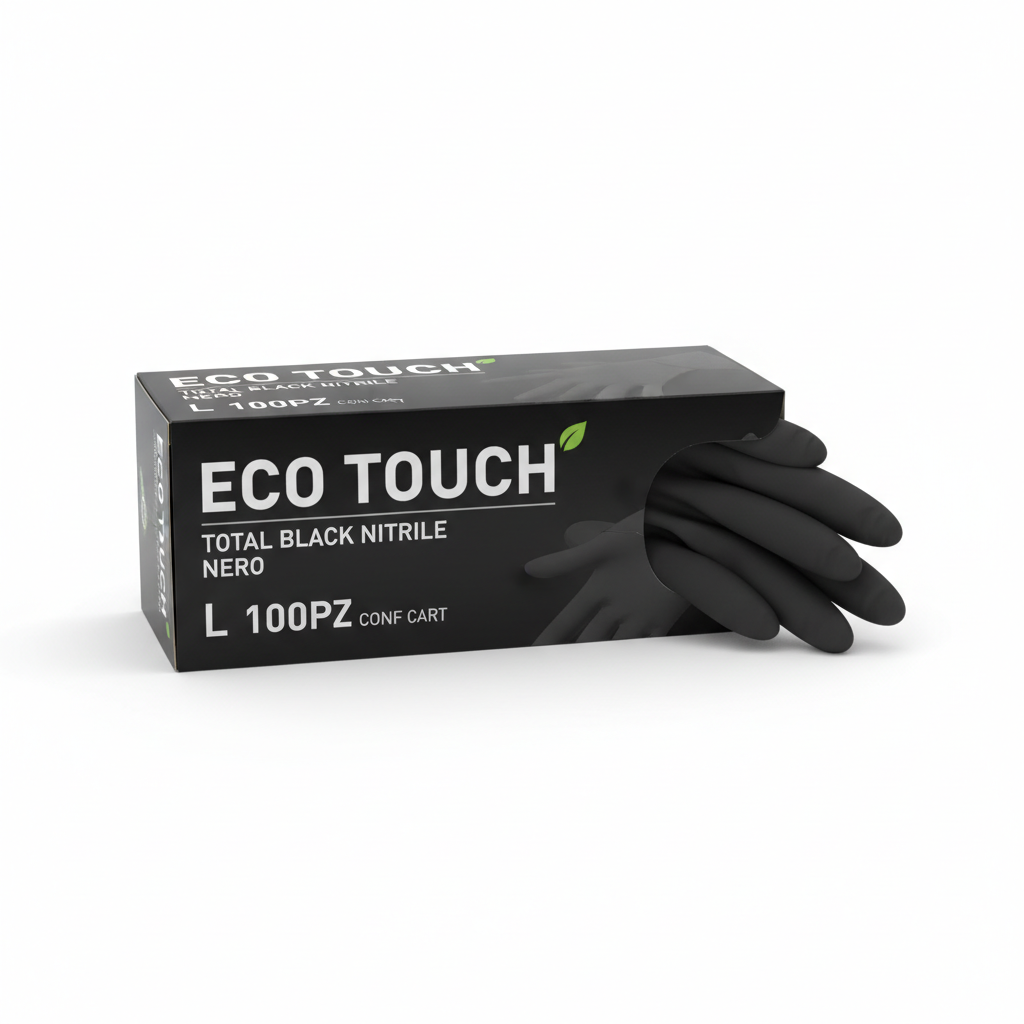 Guanti Eco Touch Total Black Nitrile Nero l 100pz pkg Cart