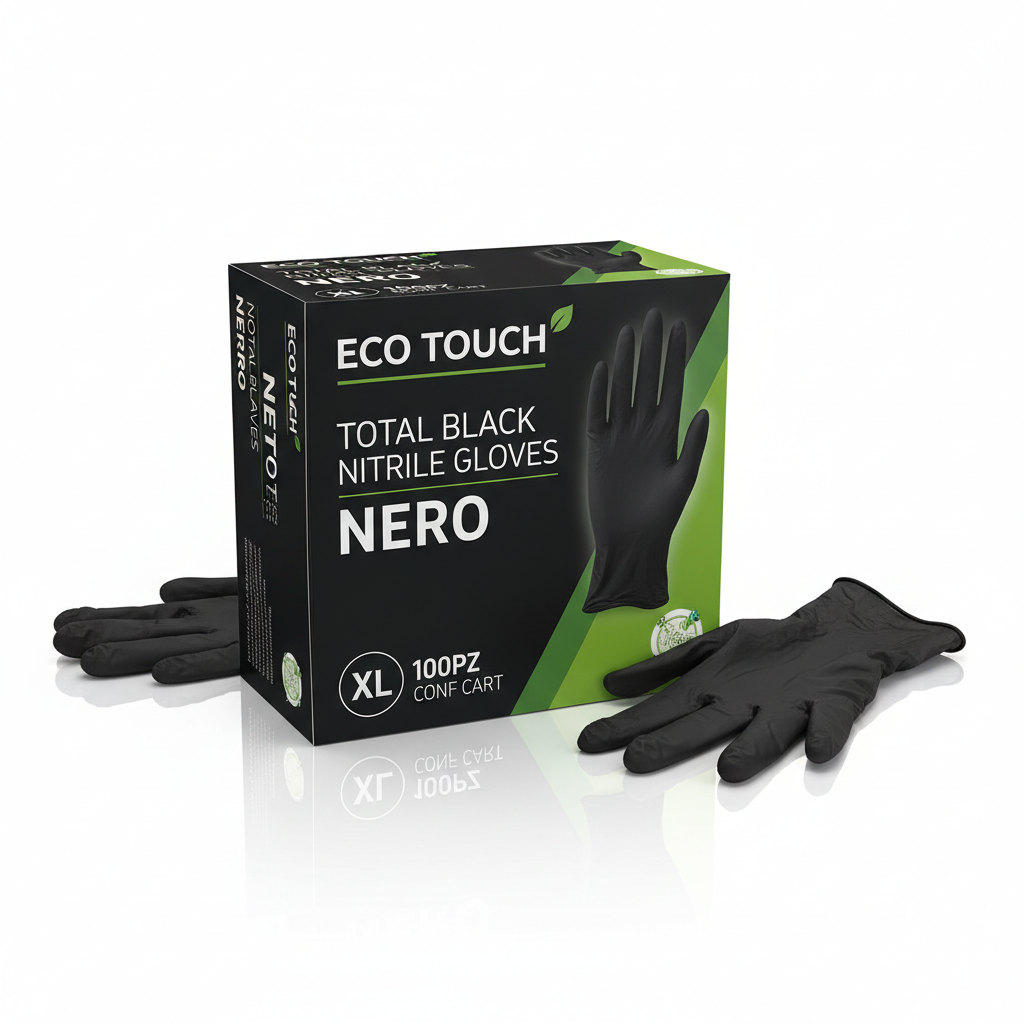 Guanti in Nitrile Eco Touch Total Black, Neri XL, 100 pezzi CART