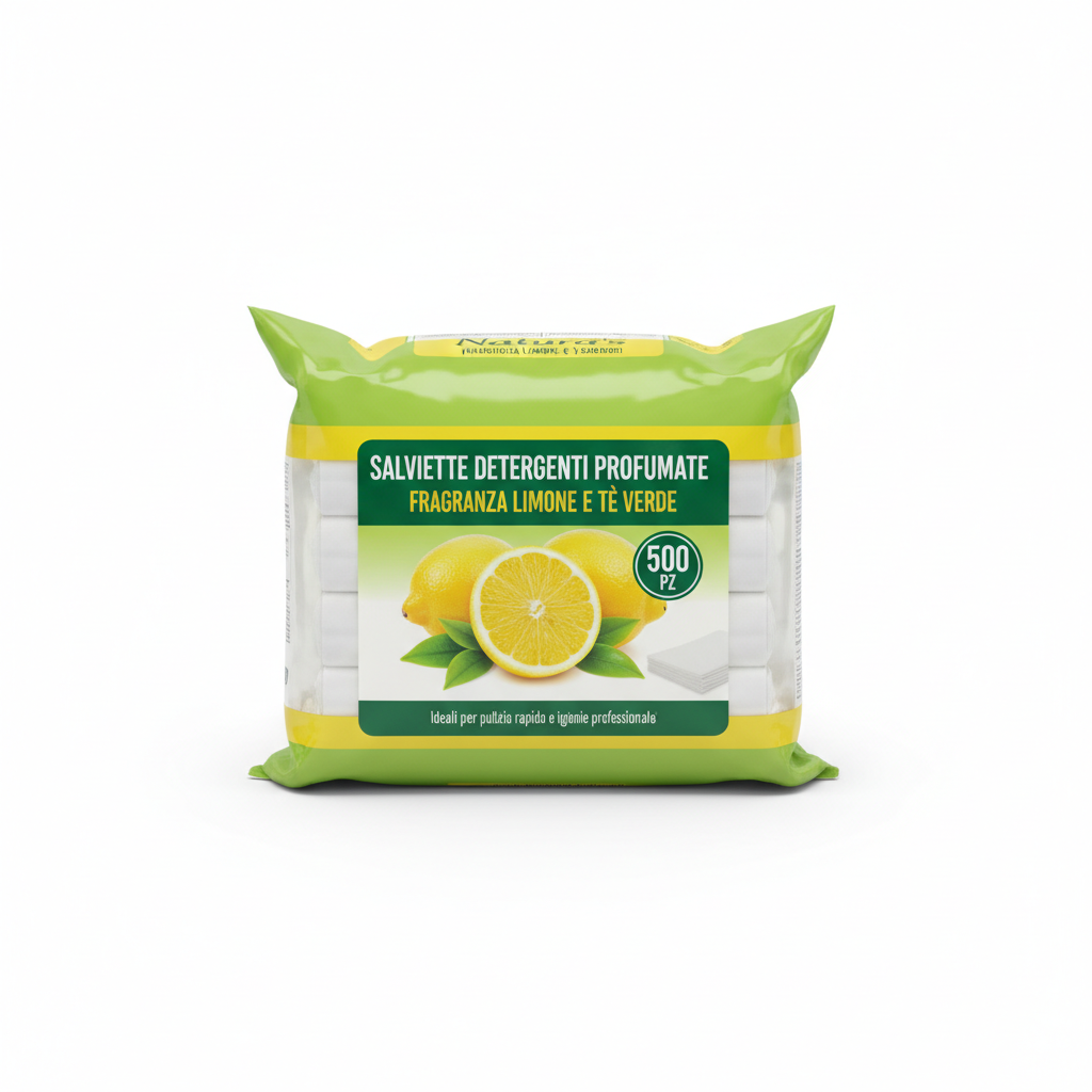 Salviette Detergenti Profumate Natura's - Fragranza Limone e Tè Verde (500 pz)