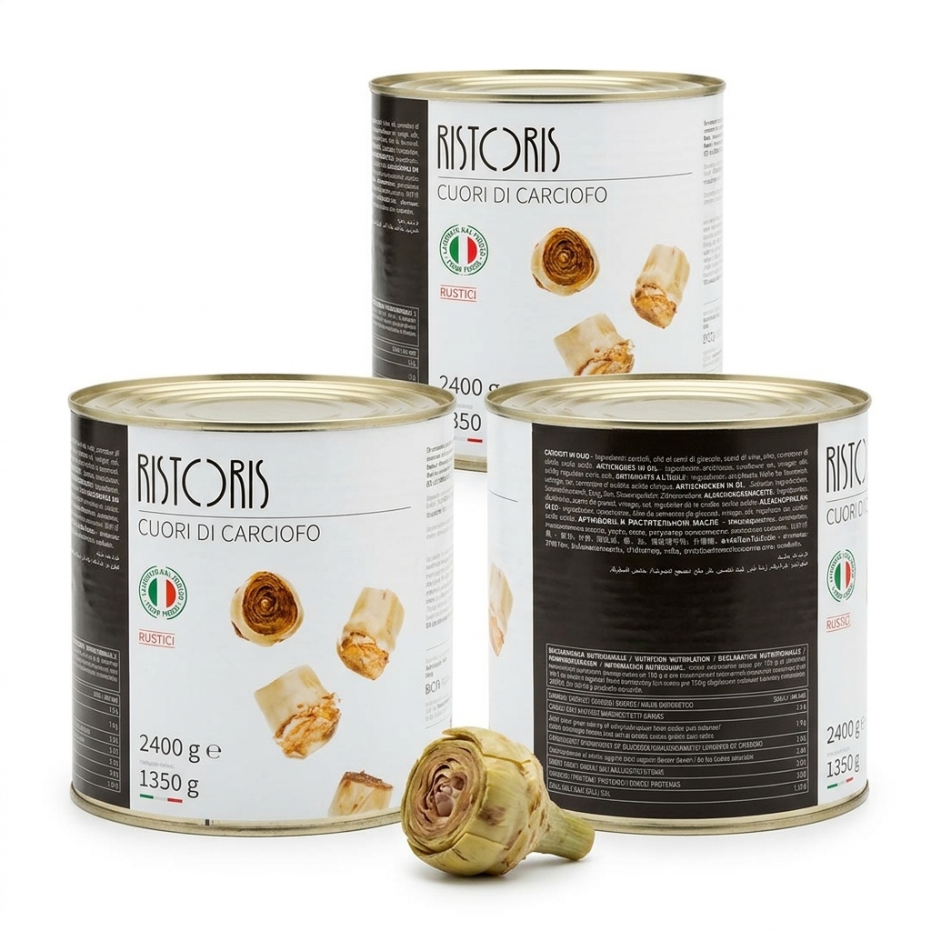 [008035] Cuori di Carciofo Rustici in Olio Latta 3/1 2400 g — Ristoris