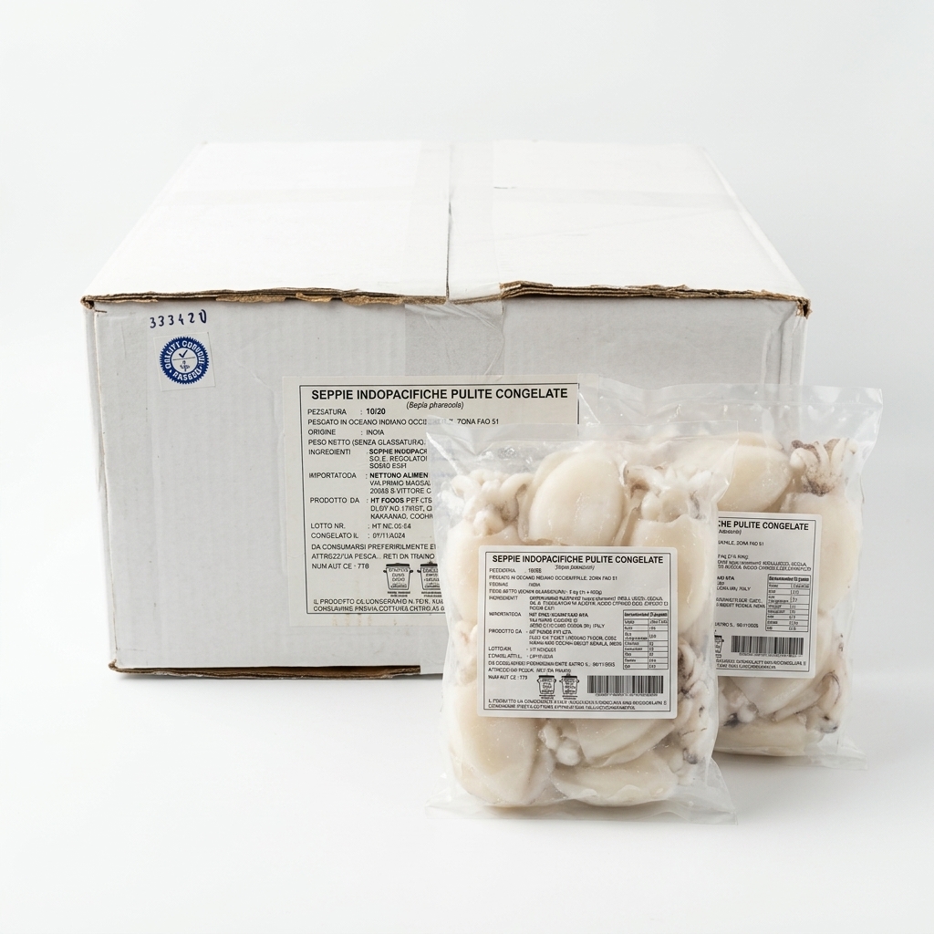 [3DHC680] Seppia Indopacifica Pulita Congelata 10/20 — 10x0,8 kg Cartone