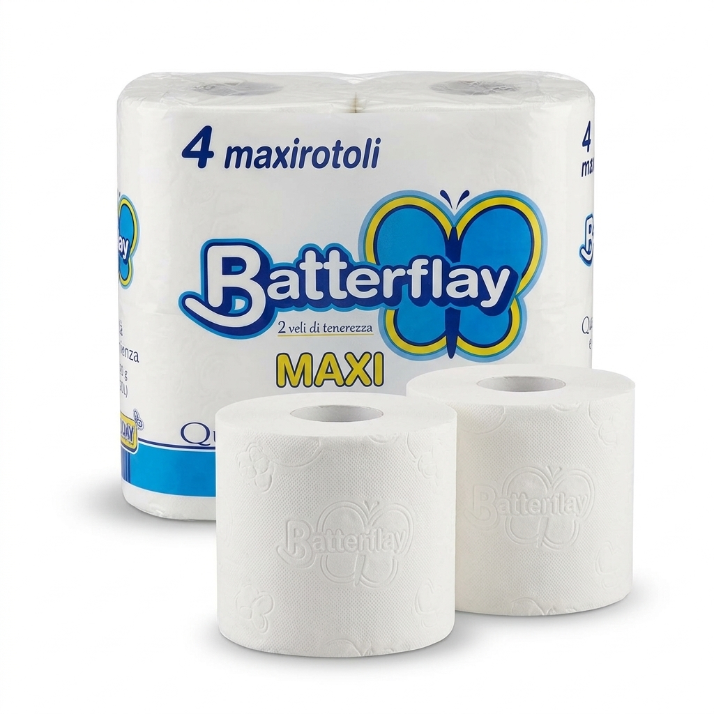 [4019] BATTERFLAY MAXI WC-Papier, Packung mit 4 Rollen
