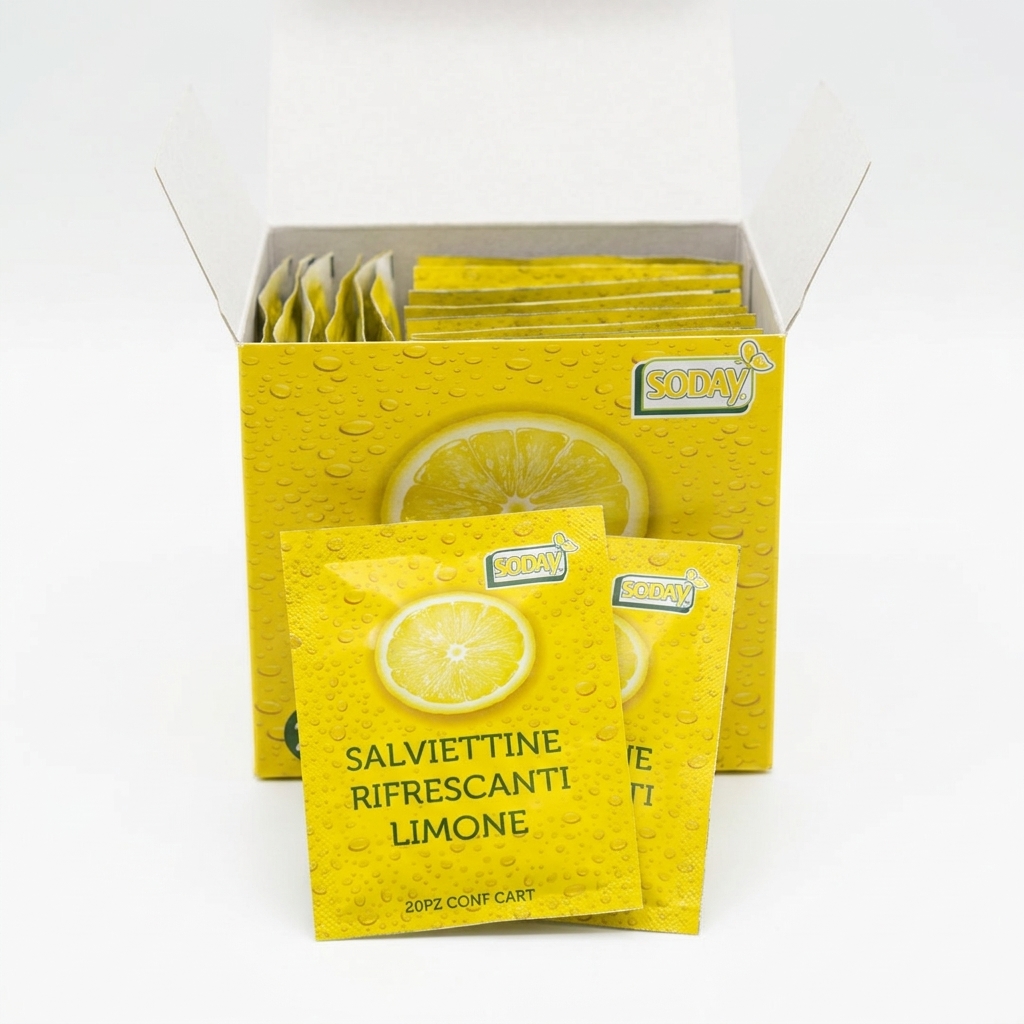 REFRESHING LEMON WIPES 20PCS PKG CART