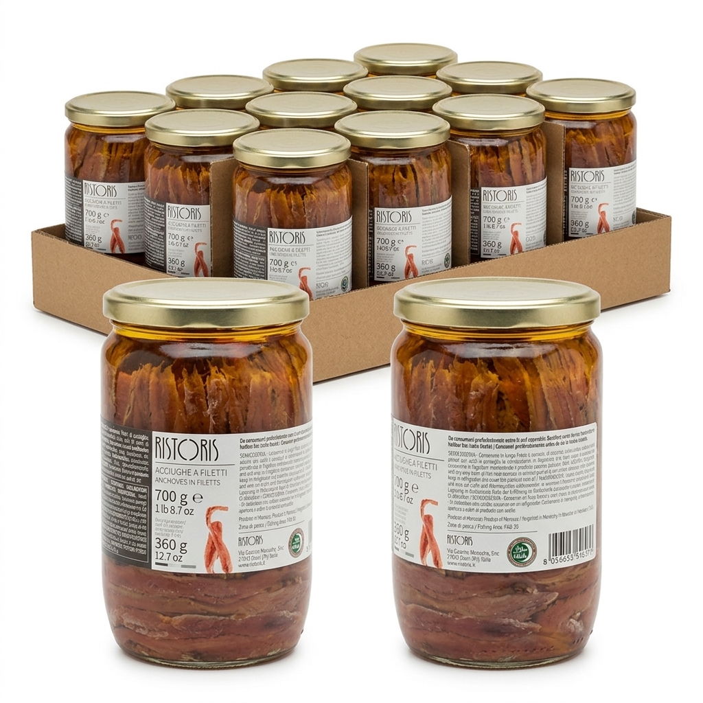 Acciughe a Filetti in Olio di Semi Vasetto Vetro 700 g — Ristoris