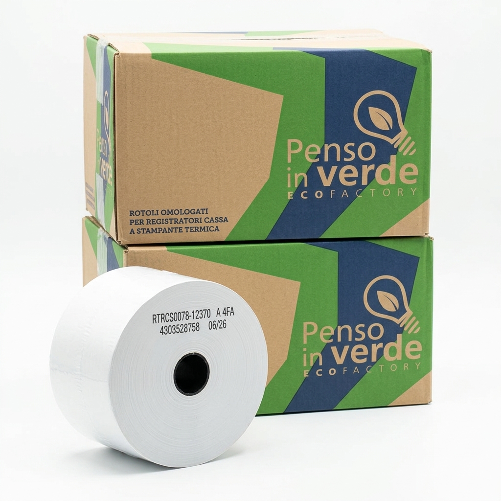 [RTRCS0078-12370] Certified Thermal Cash Register Roll 80 mm x 80 m 48 g/m² (Pack of 10) — Penso in Verde