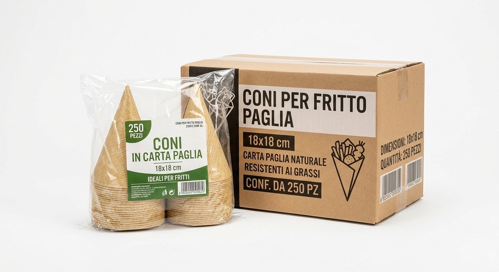 CONI PER FRITTO PAGLIA 18X18 250PZ CONF AL