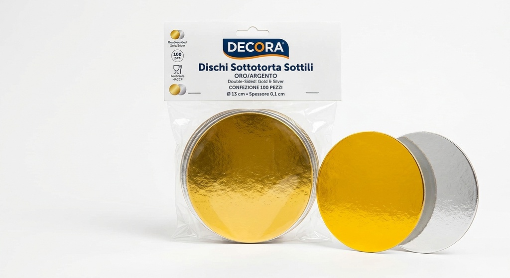 Thin Gold/Silver Cake Boards Decora Ø13 cm, 100 pcs