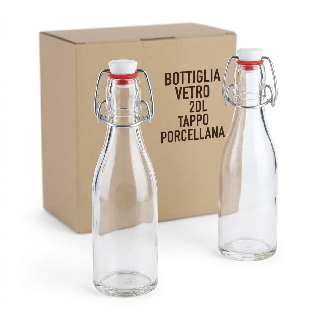 BOTTIGLIA VETRO 2DL TAPPO PORCELLANA PZ AL