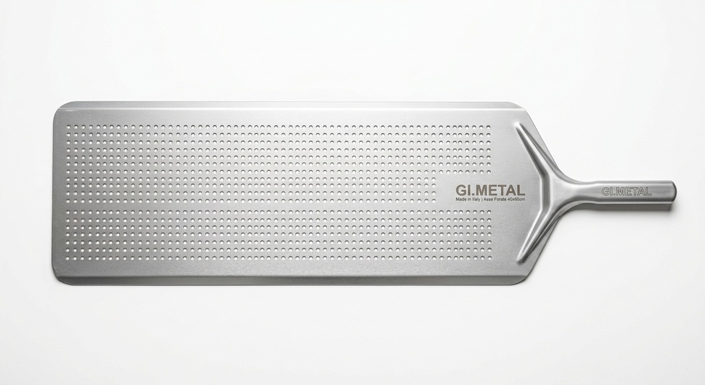 Asse Alluminio Anodizzato Forata Rettangolare 40x90cm per Pizza al Metro/in Pala - GI.METAL