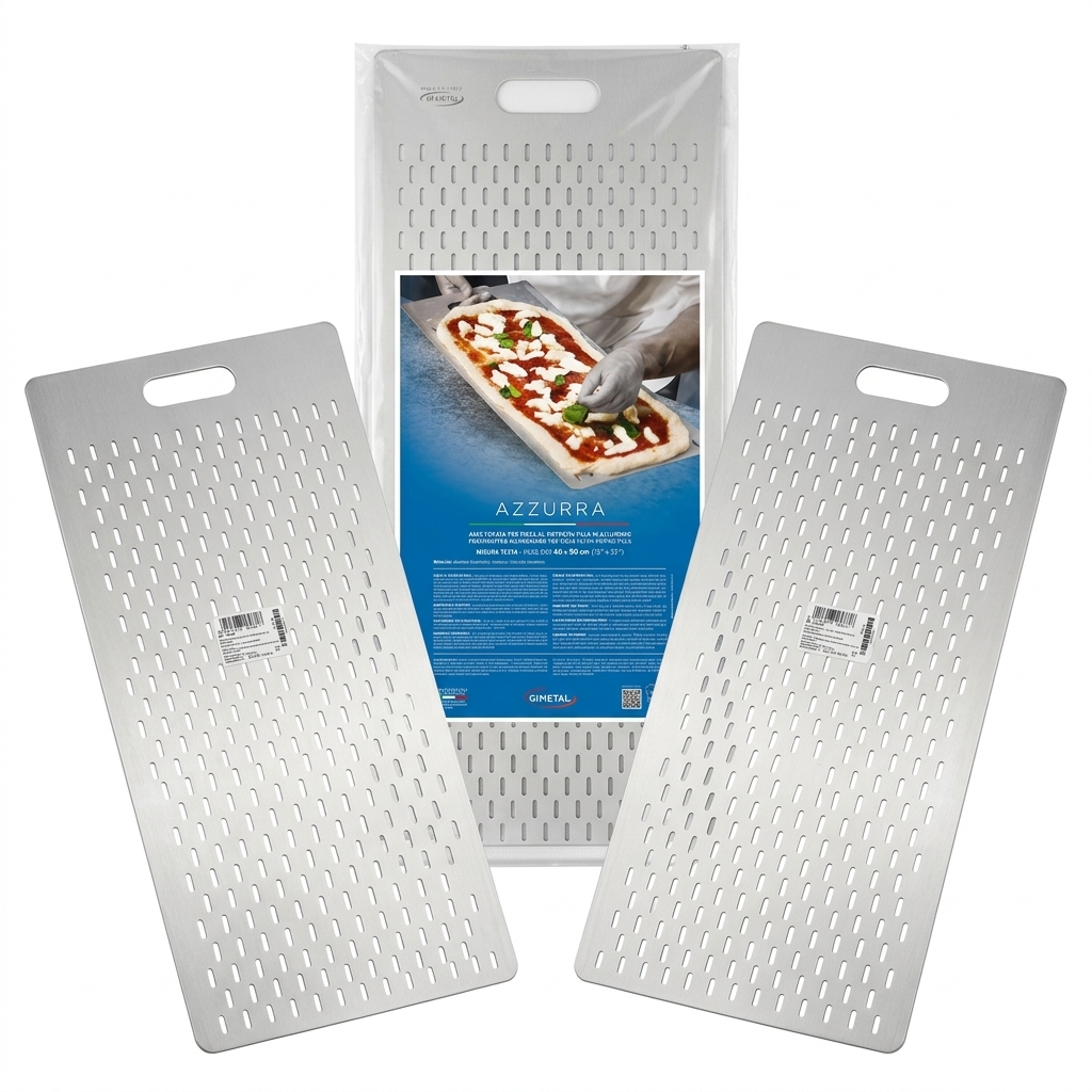[AM-4090AF] Plaque Perforée Aluminium Anodisé 40x90 cm pour Pizza au Mètre et à la Pelle — GI.METAL