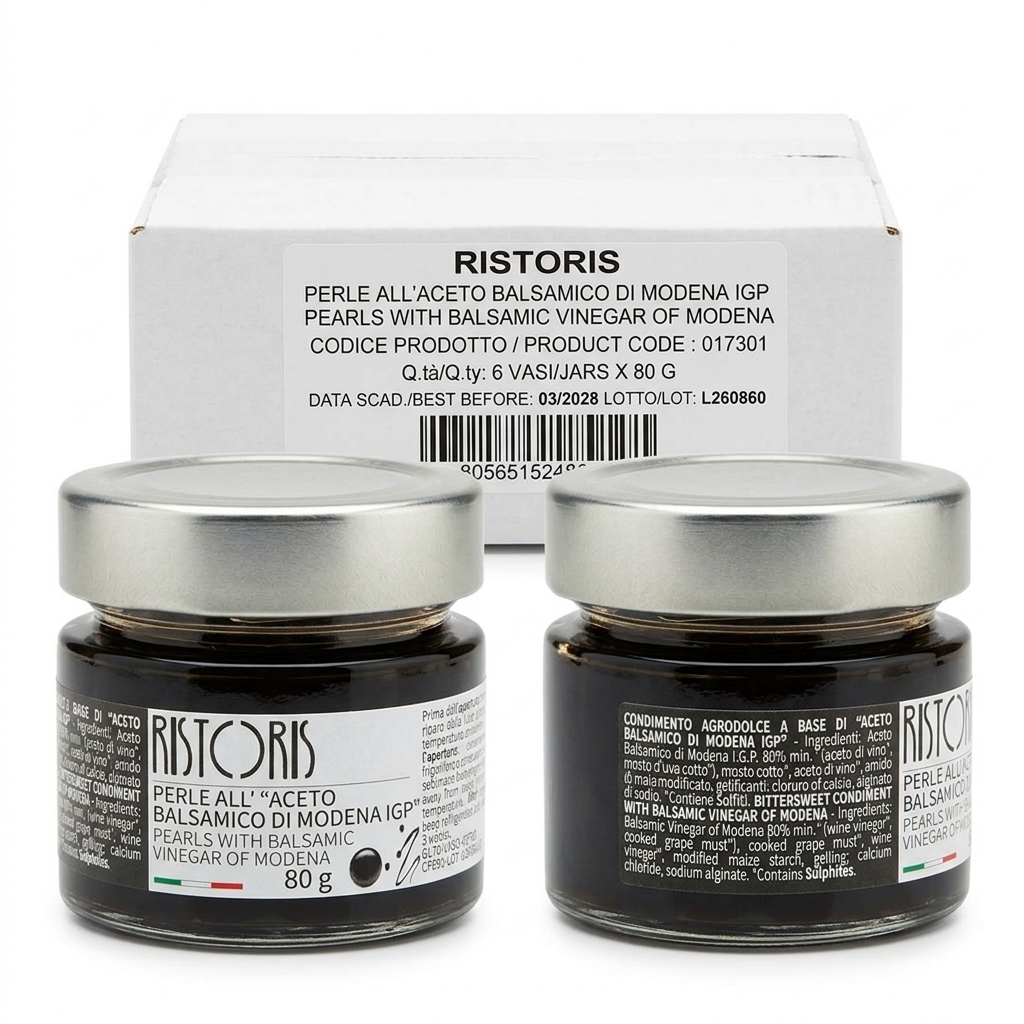 [RIS-017301] Perle all'Aceto Balsamico di Modena Vasetto 80 g (Cartone 6) — Ristoris
