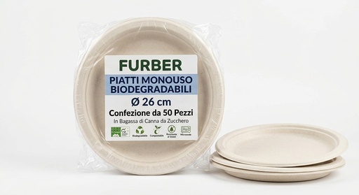 [1604838] Biologisch abbaubare Einweg-Pizzateller Ø 26 cm, Packung mit 50 Stk.