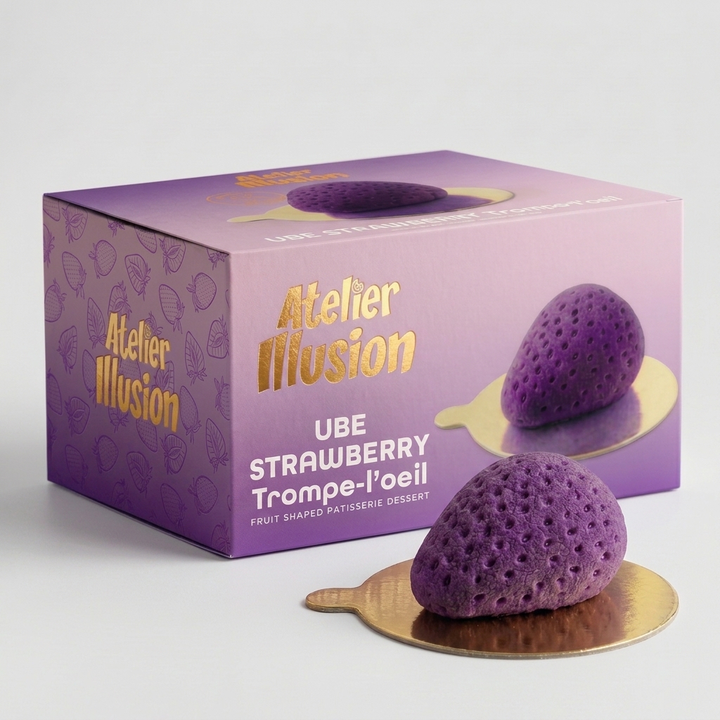 Dessert Trompe-l'Oeil Ube e Fragola Atelier Illusion
