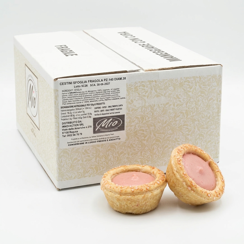 [INN-025235-0015] Micro Cestini di Pasta Sfoglia alla Fragola 140 pz — MIO