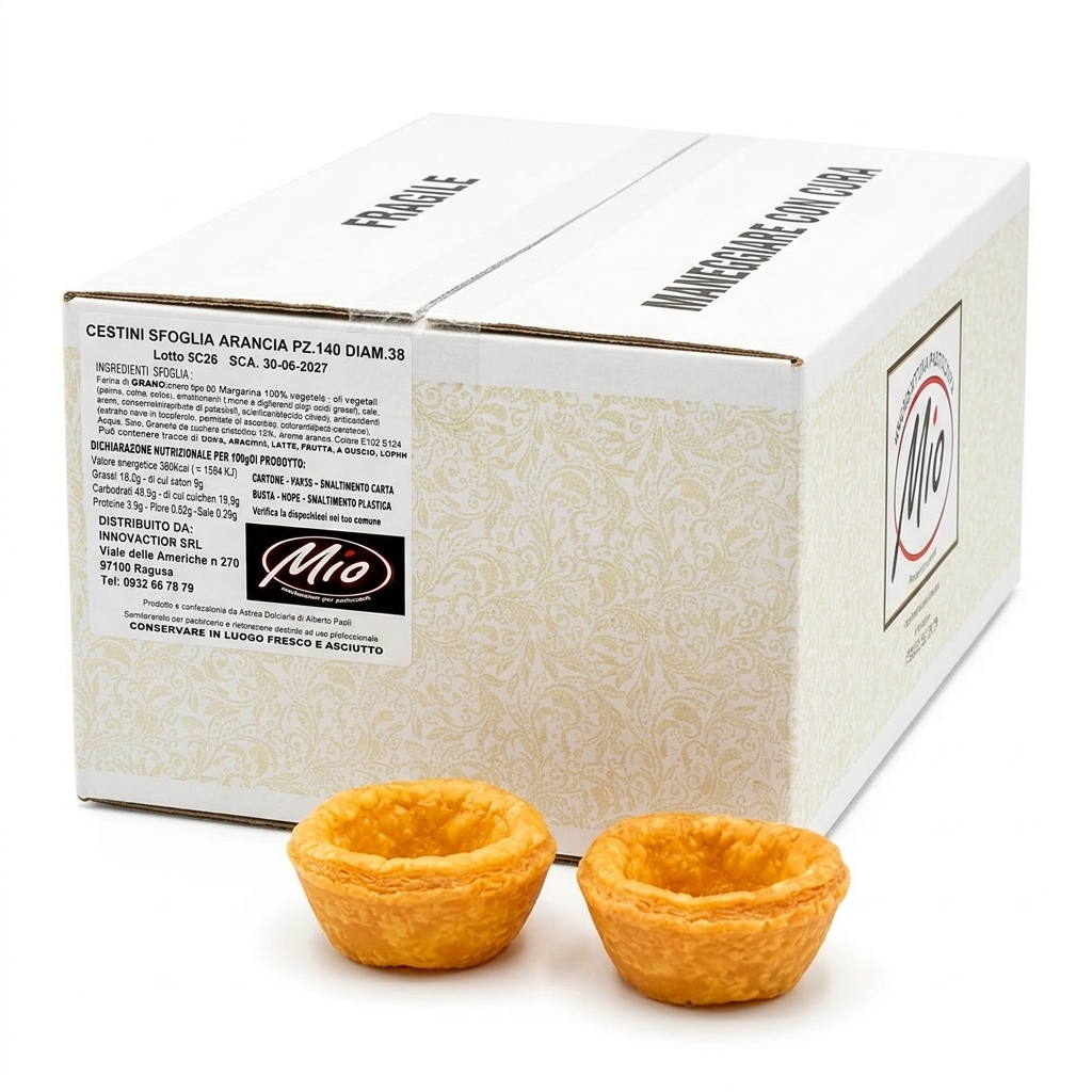 BARQUETTES PATE FEUILLETEE ORANGE D.38 140PCS CRT MIO