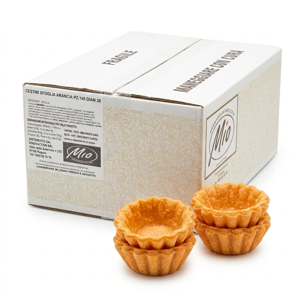 [INN-025235-0018] Barchette di Pasta Sfoglia all'Arancia D.38 140pz crt MIO