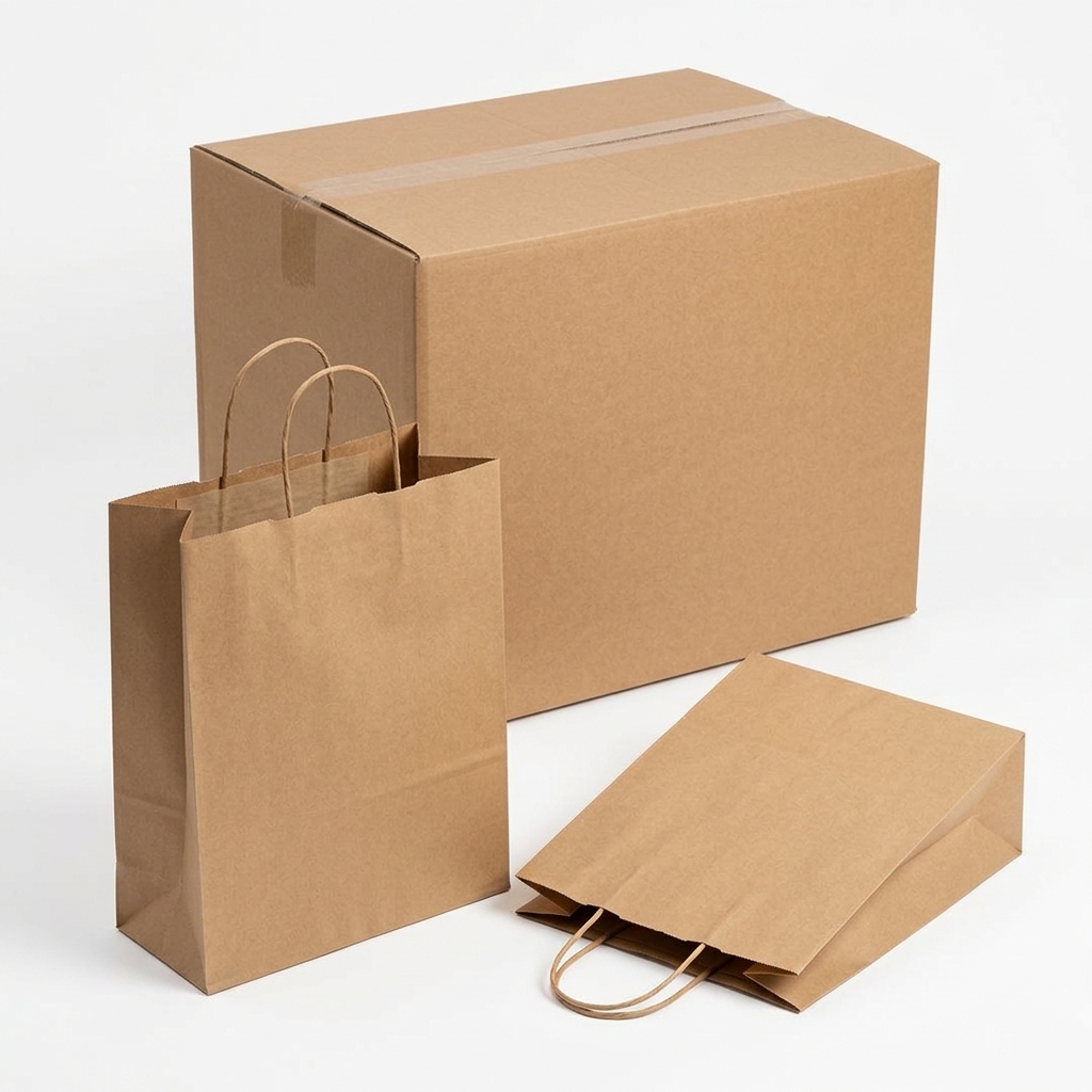 PAPIERTRAGETASCHE KRAFT BRAUN 90G/M2 320X410+170MM 250ST KRT PAC