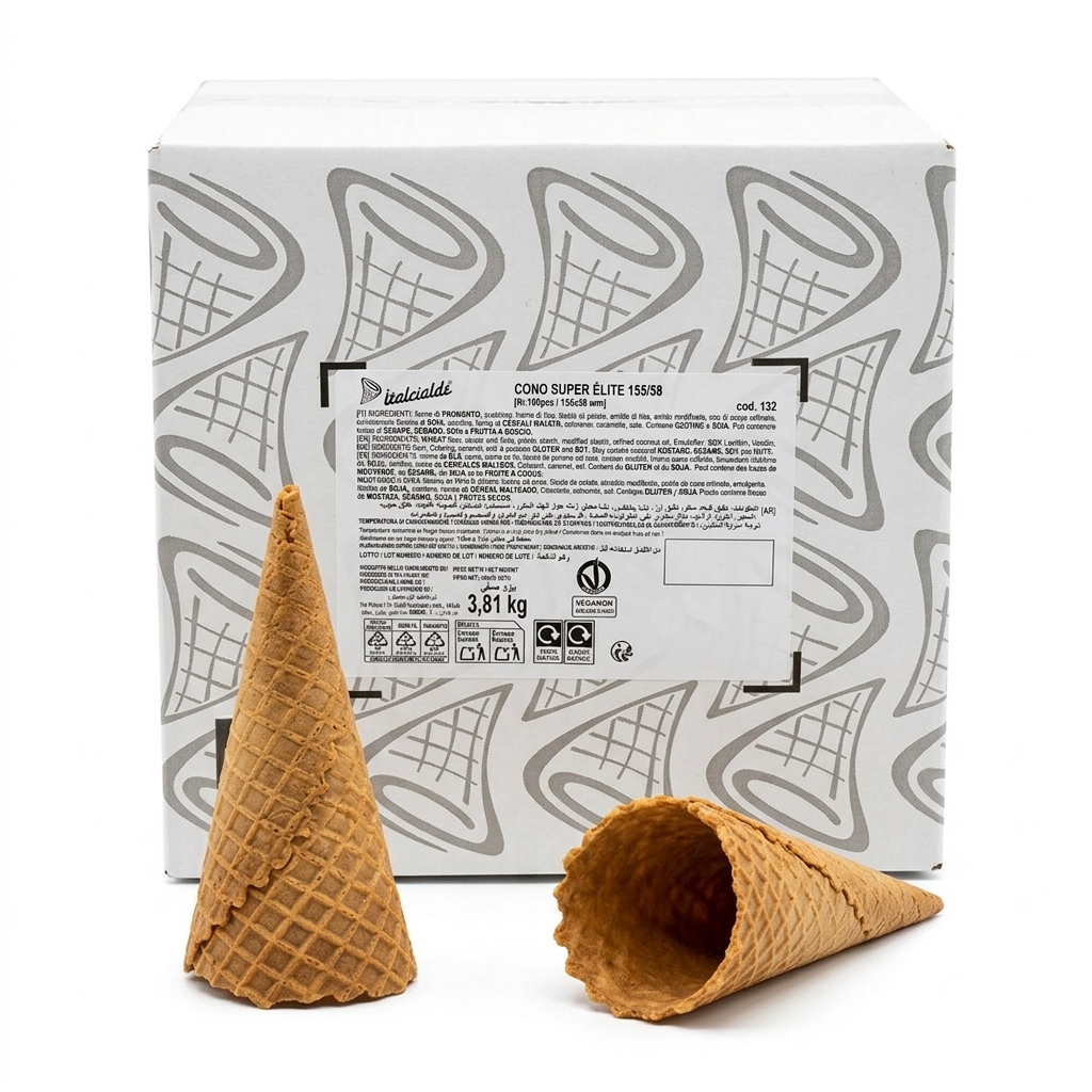 [LUC-09884] Cono Gelato Arrotolato Super Elitè 155/58 mm (Cartone 180 pz) — Italcialde