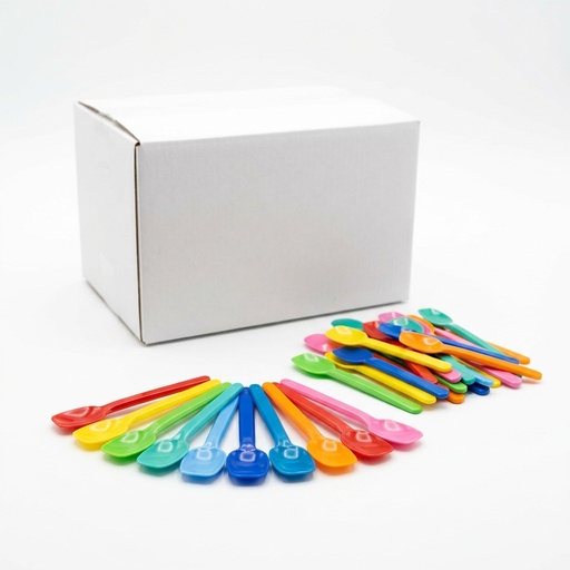 [SCH-P232] Plastic Ice Cream Spoons PS 95 mm, Assorted Colours (Case 6,170 pcs) SCH