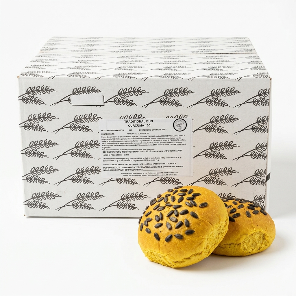 Turmeric Hamburger Bun 90 g (Case 36 pcs / 3 kg) — Desalpes