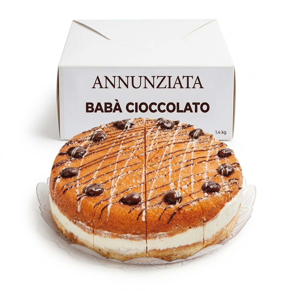 Torta Baba Chantilly e Cioccolato Pretagliata 12 Fette 1.4 kg ANN