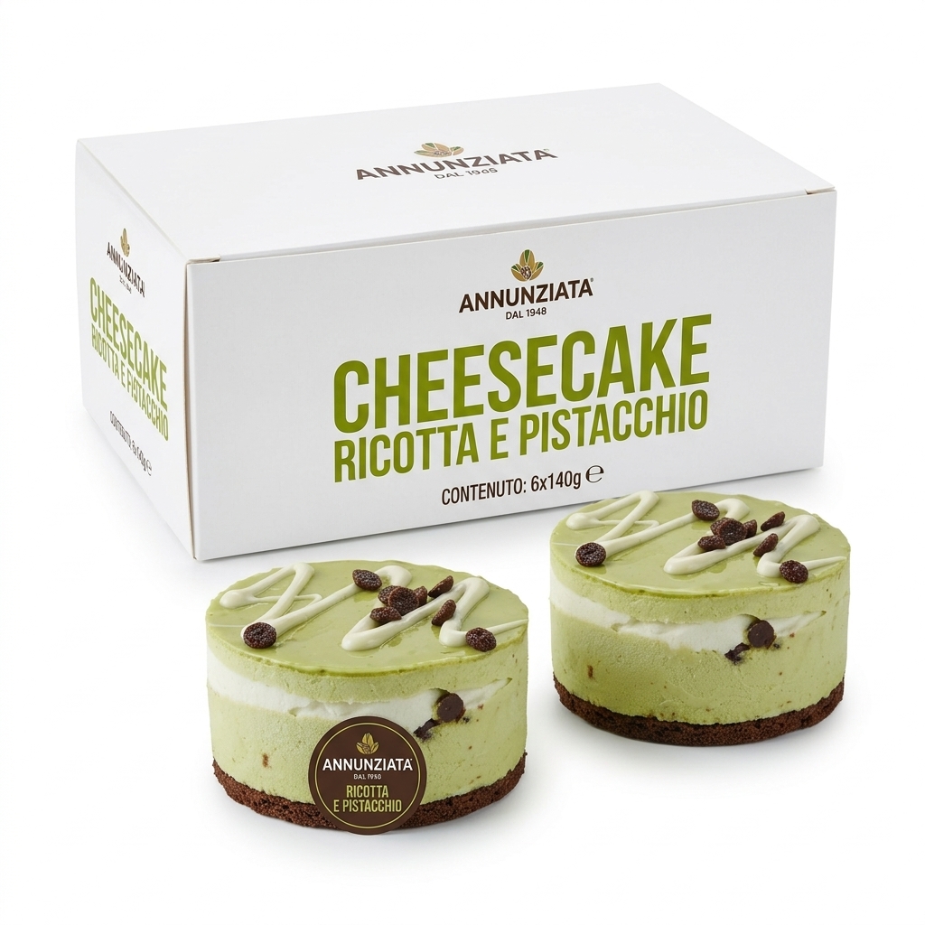 Cheesecake Ricotta e Pistacchio Monoporzione 140 g (Cartone 6 pz) ANN